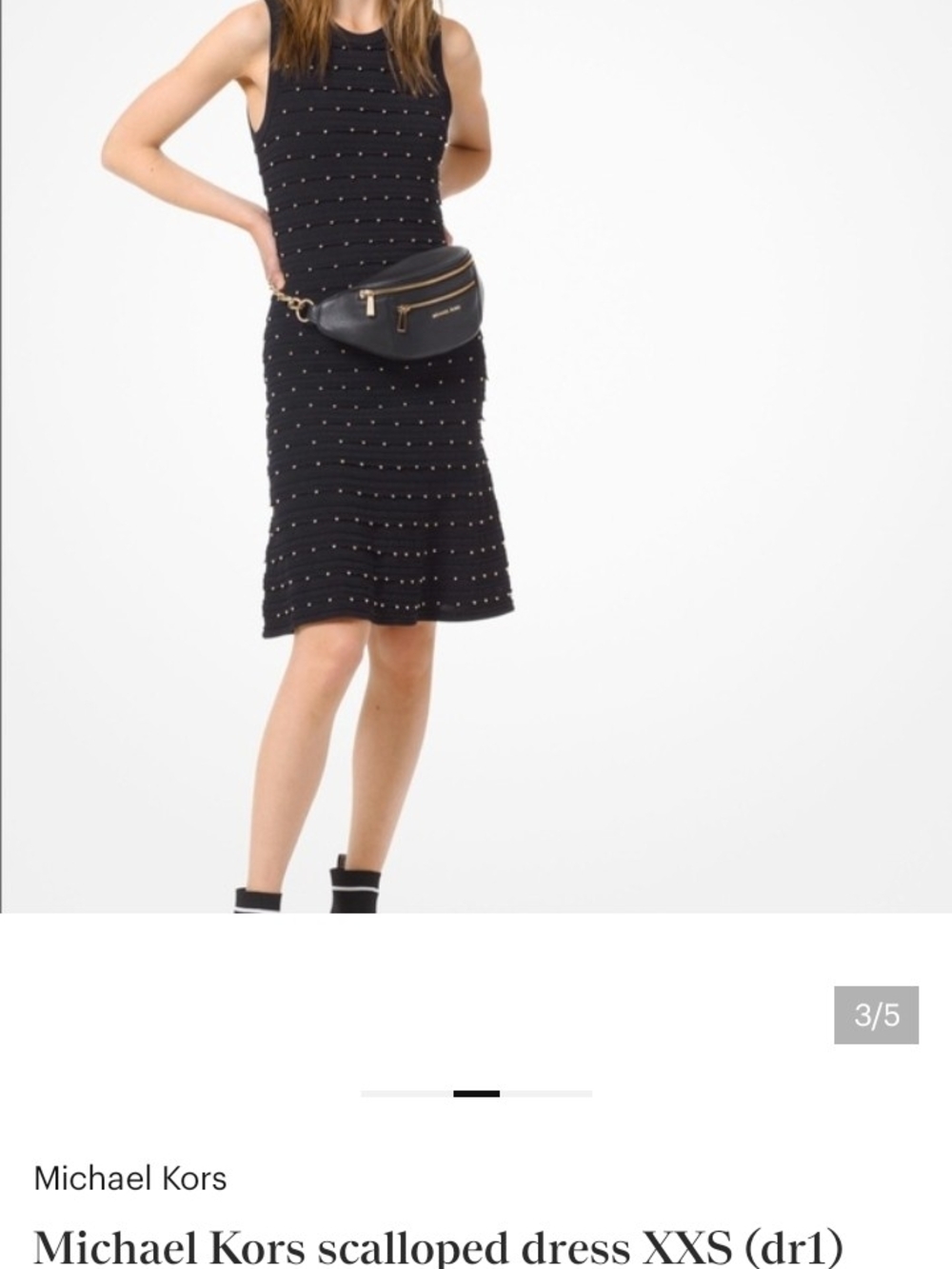 Michael Kors Black Studded Midi Dress